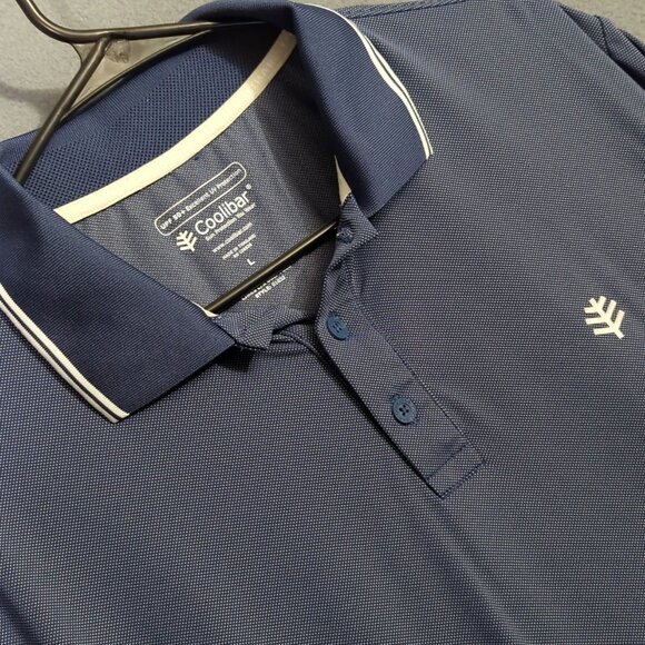 Coolibar Shirt Men's L Blue Links Long Sleeve Golf Polo Performance UPF 50+ - Picture 1 of 10